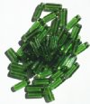 50 5x15mm Transparent Green Glass Rectangle Beads